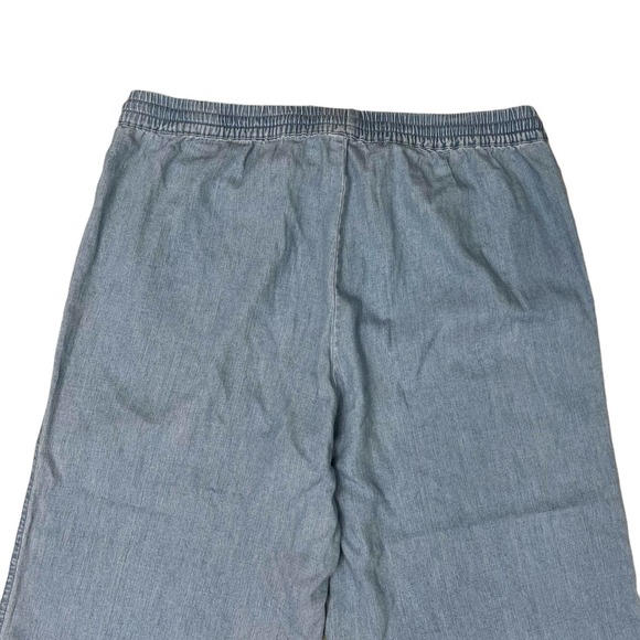 J. Crew Mercantile Chambray Pants Size M Drawstring Pockets Wide Leg Cropped - Picture 8 of 8